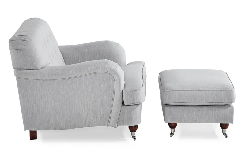 Nojatuoli jalkarahilla New Castle - Pellavanharmaa - Huonekalut - Tuoli & nojatuoli - Nojatuoli & lepotuoli - Howard-nojatuolit