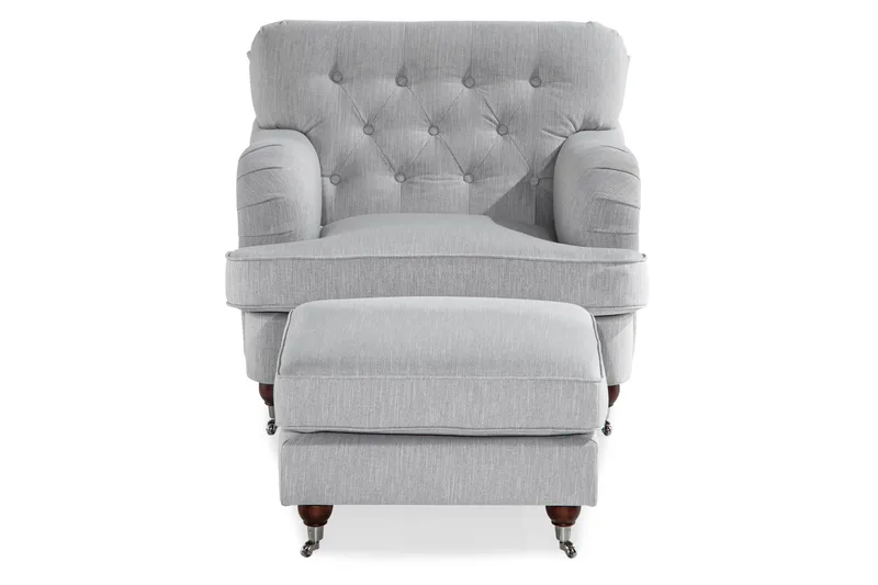 Nojatuoli jalkarahilla New Castle - Pellavanharmaa - Huonekalut - Tuoli & nojatuoli - Nojatuoli & lepotuoli - Howard-nojatuolit