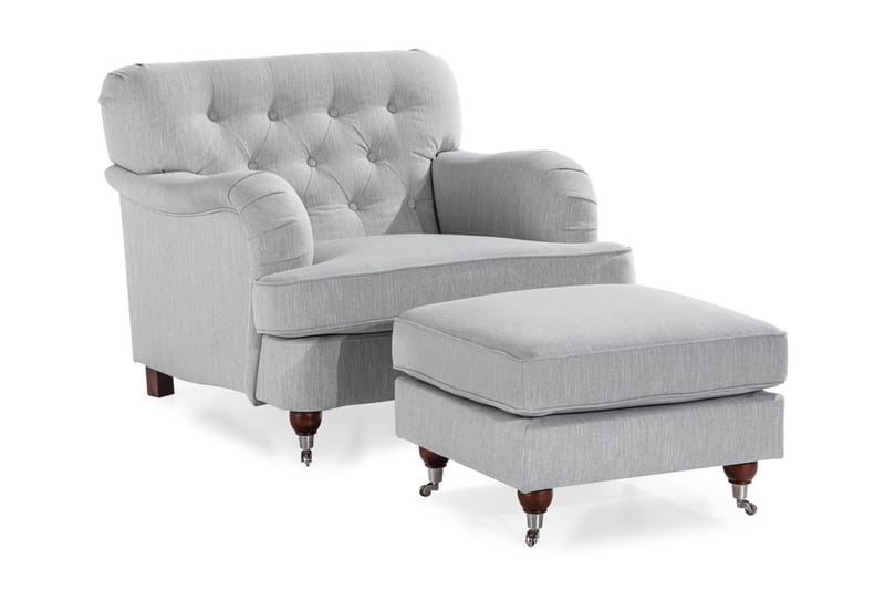 Nojatuoli jalkarahilla New Castle, Pellavanharmaa