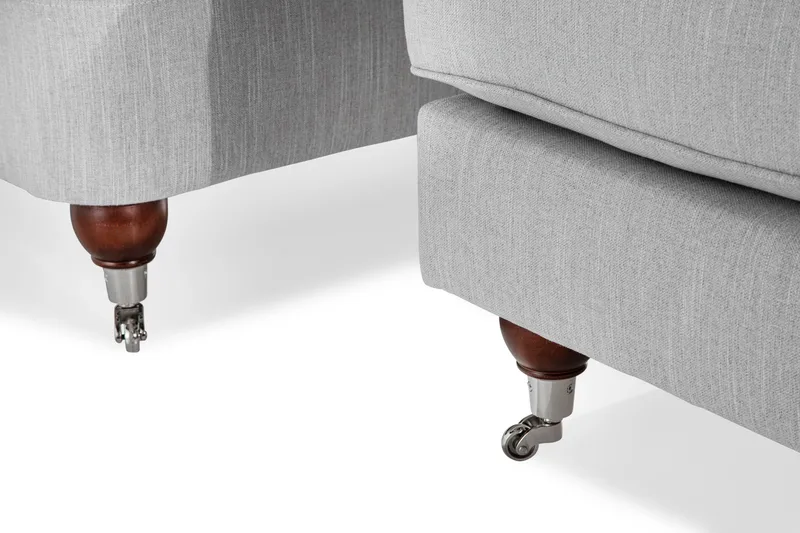 Nojatuoli jalkarahilla New Castle - Pellavanharmaa - Huonekalut - Tuoli & nojatuoli - Nojatuoli & lepotuoli - Howard-nojatuolit