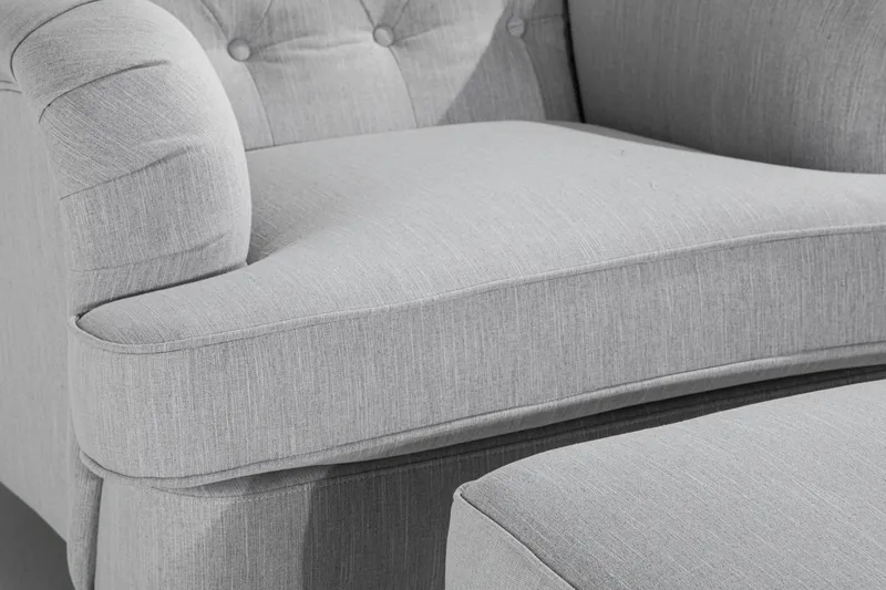 Nojatuoli jalkarahilla New Castle - Pellavanharmaa - Huonekalut - Tuoli & nojatuoli - Nojatuoli & lepotuoli - Howard-nojatuolit