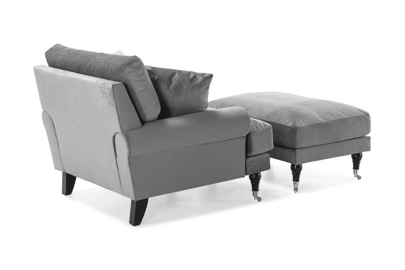 Nojatuoli jalkarahilla Webber Sametti - Hopeanharmaa Kromi - Huonekalut - Tuoli & nojatuoli - Nojatuoli & lepotuoli - Howard-nojatuolit