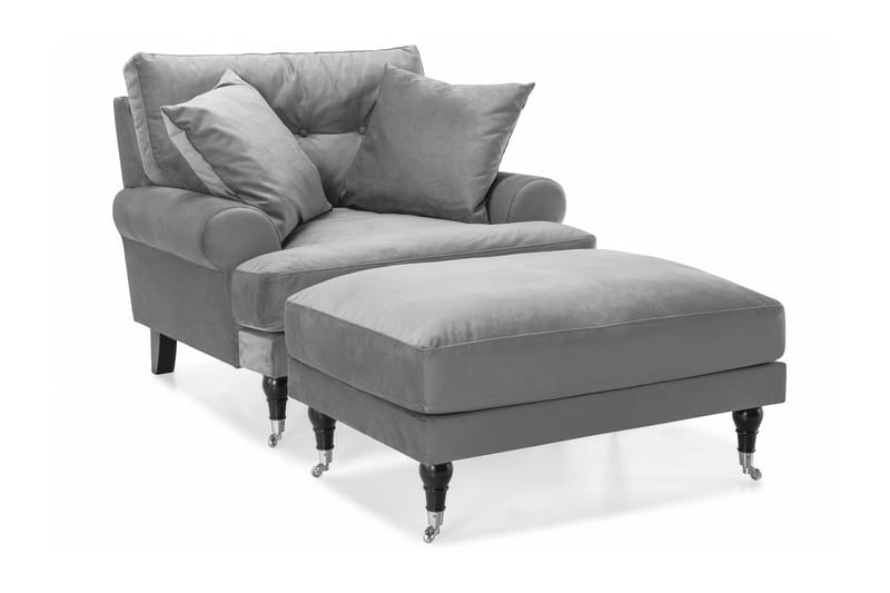 Nojatuoli jalkarahilla Webber Sametti, Hopeanharmaa Kromi