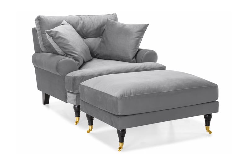 Nojatuoli jalkarahilla Webber Sametti - Hopeanharmaa Messinki - Huonekalut - Tuoli & nojatuoli - Nojatuoli & lepotuoli - Howard-nojatuolit