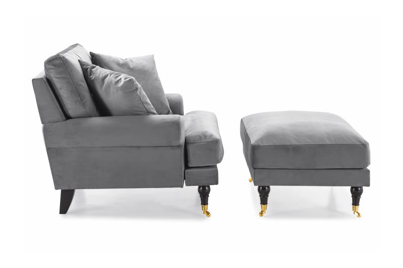 Nojatuoli jalkarahilla Webber Sametti - Hopeanharmaa Messinki - Huonekalut - Tuoli & nojatuoli - Nojatuoli & lepotuoli - Howard-nojatuolit