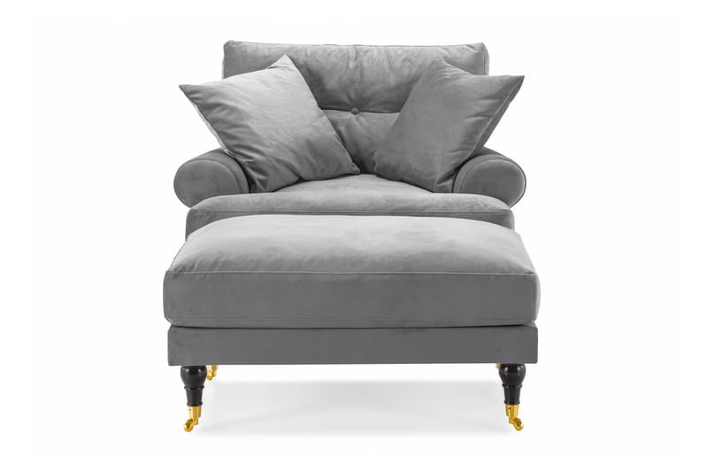 Nojatuoli jalkarahilla Webber Sametti - Hopeanharmaa Messinki - Huonekalut - Tuoli & nojatuoli - Nojatuoli & lepotuoli - Howard-nojatuolit