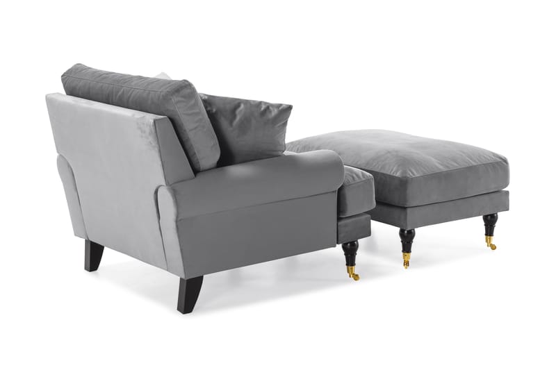 Nojatuoli jalkarahilla Webber Sametti - Hopeanharmaa Messinki - Huonekalut - Tuoli & nojatuoli - Nojatuoli & lepotuoli - Howard-nojatuolit