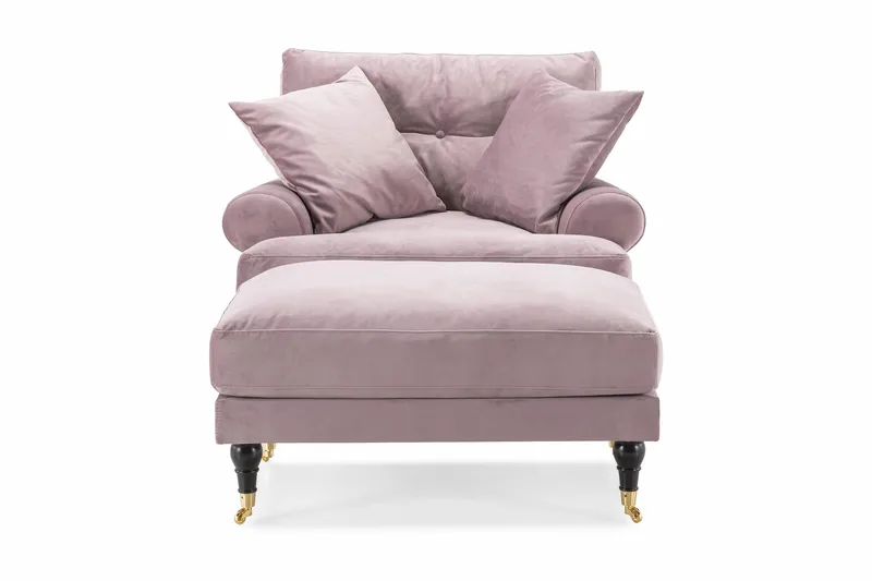 Nojatuoli jalkarahilla Webber Sametti - Liila Messinki - Huonekalut - Tuoli & nojatuoli - Nojatuoli & lepotuoli - Howard-nojatuolit