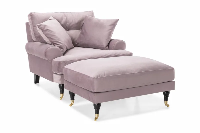 Nojatuoli jalkarahilla Webber Sametti - Liila Messinki - Huonekalut - Tuoli & nojatuoli - Nojatuoli & lepotuoli - Howard-nojatuolit