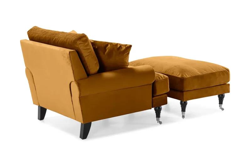 Nojatuoli jalkarahilla Webber Sametti - Meripihka Kromi - Huonekalut - Tuoli & nojatuoli - Nojatuoli & lepotuoli - Howard-nojatuolit