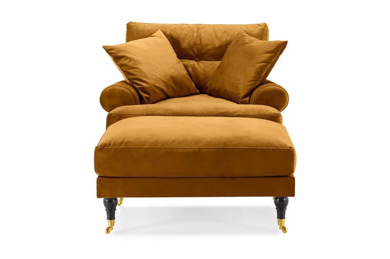 Nojatuoli jalkarahilla Webber Sametti - Meripihka Messinki - Huonekalut - Tuoli & nojatuoli - Nojatuoli & lepotuoli - Howard-nojatuolit