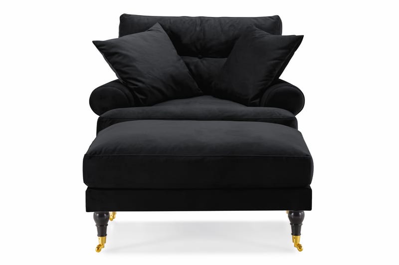 Nojatuoli jalkarahilla Webber Sametti - Musta Messinki - Huonekalut - Tuoli & nojatuoli - Nojatuoli & lepotuoli - Howard-nojatuolit