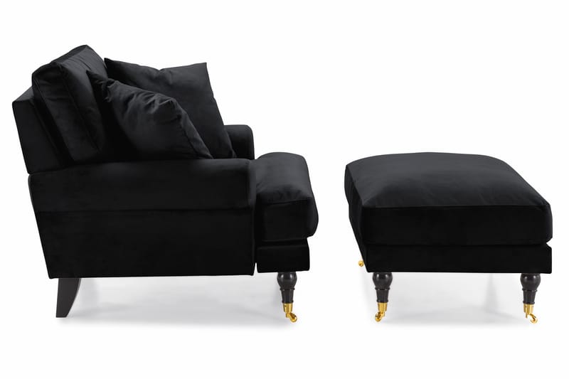 Nojatuoli jalkarahilla Webber Sametti - Musta Messinki - Huonekalut - Tuoli & nojatuoli - Nojatuoli & lepotuoli - Howard-nojatuolit