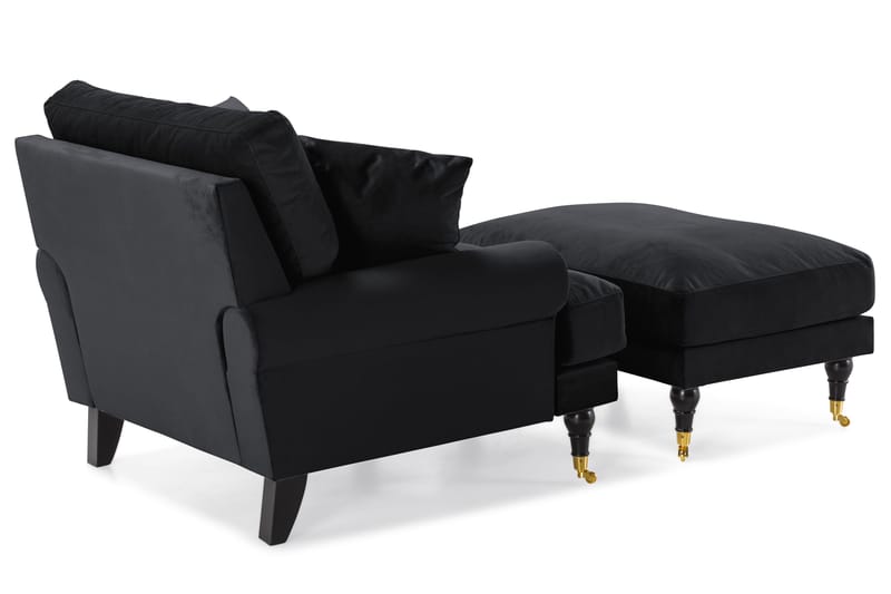 Nojatuoli jalkarahilla Webber Sametti - Musta Messinki - Huonekalut - Tuoli & nojatuoli - Nojatuoli & lepotuoli - Howard-nojatuolit