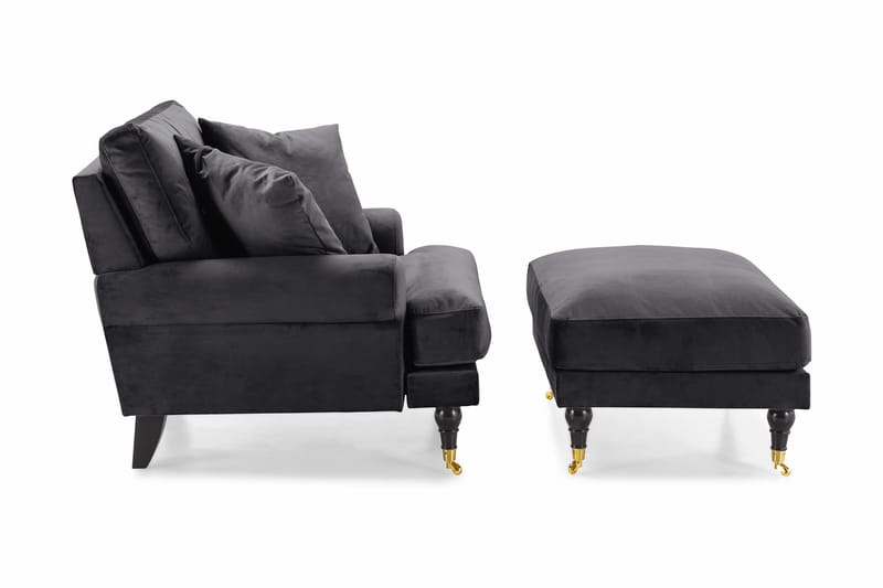 Nojatuoli jalkarahilla Webber Sametti - Tummanharmaa Messinki - Huonekalut - Tuoli & nojatuoli - Nojatuoli & lepotuoli - Howard-nojatuolit