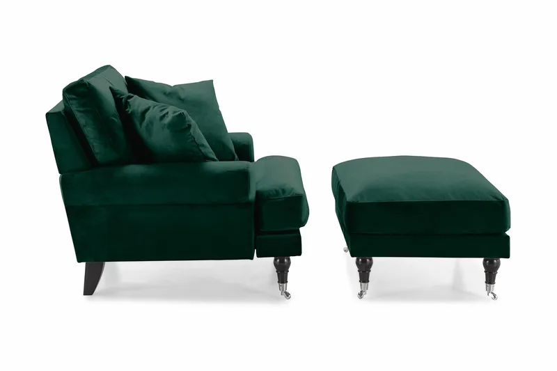 Nojatuoli jalkarahilla Webber Sametti - Tummanvihreä Kromi - Huonekalut - Tuoli & nojatuoli - Nojatuoli & lepotuoli - Howard-nojatuolit