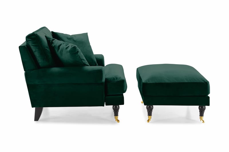 Nojatuoli jalkarahilla Webber Sametti - Tummanvihreä Messinki - Huonekalut - Tuoli & nojatuoli - Nojatuoli & lepotuoli - Howard-nojatuolit