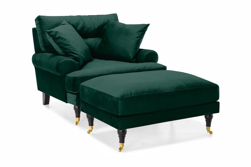 Nojatuoli jalkarahilla Webber Sametti, Tummanvihreä Messinki