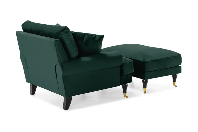 Nojatuoli jalkarahilla Webber Sametti - Tummanvihreä Messinki - Huonekalut - Tuoli & nojatuoli - Nojatuoli & lepotuoli - Howard-nojatuolit