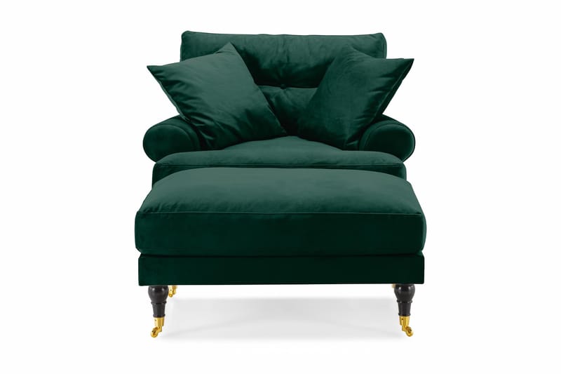 Nojatuoli jalkarahilla Webber Sametti - Tummanvihreä Messinki - Huonekalut - Tuoli & nojatuoli - Nojatuoli & lepotuoli - Howard-nojatuolit