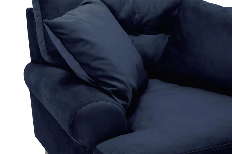 Nojatuoli jalkarahilla Webber Sametti - Yönsininen Kromi - Huonekalut - Tuoli & nojatuoli - Nojatuoli & lepotuoli - Howard-nojatuolit