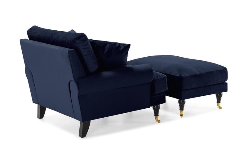 Nojatuoli jalkarahilla Webber Sametti - Yönsininen Messinki - Huonekalut - Tuoli & nojatuoli - Nojatuoli & lepotuoli - Howard-nojatuolit