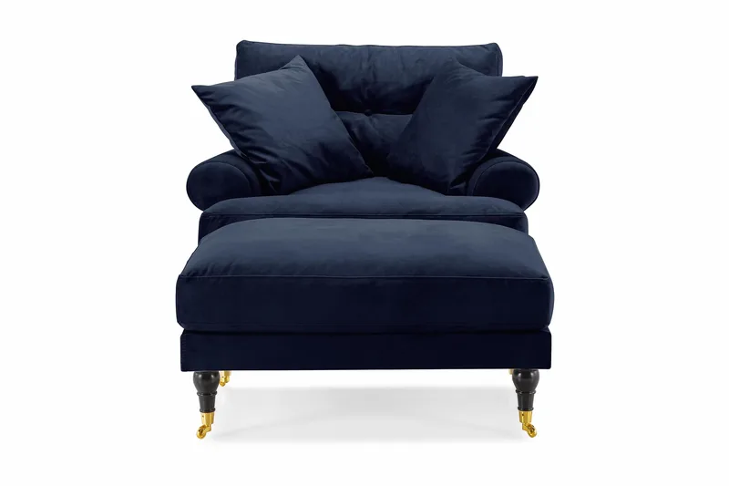 Nojatuoli jalkarahilla Webber Sametti - Yönsininen Messinki - Huonekalut - Tuoli & nojatuoli - Nojatuoli & lepotuoli - Howard-nojatuolit