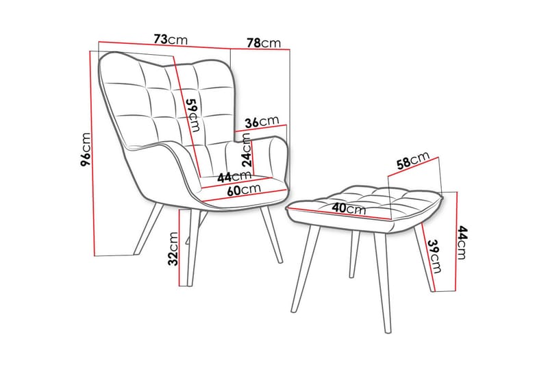 Nojatuoli - Roosa - Huonekalut - Tuoli & nojatuoli - Nojatuoli & lepotuoli