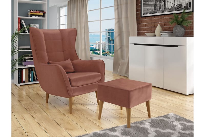 Nojatuoli - Roosa - Huonekalut - Tuoli & nojatuoli - Nojatuoli & lepotuoli - Samettinojatuoli