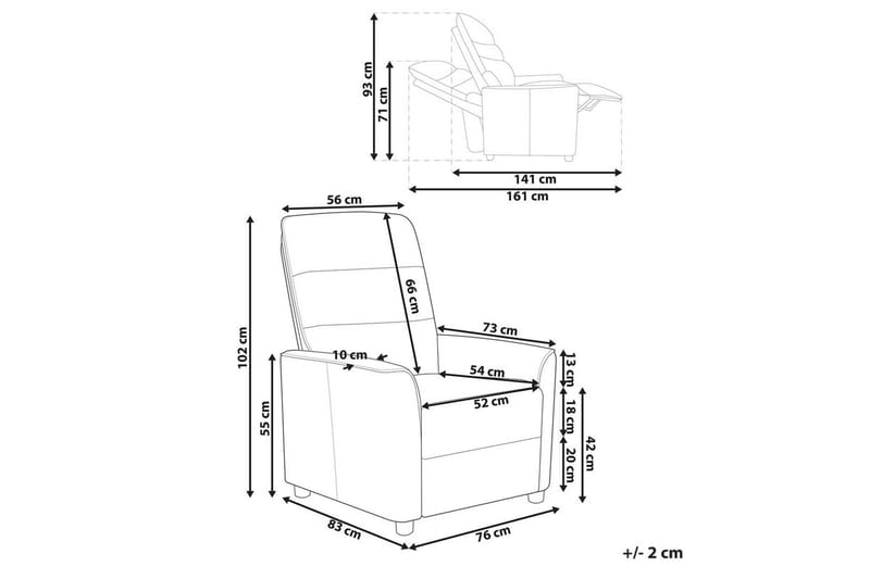 Nojatuoli Sande Valkoinen/musta - Valkoinen/musta - Huonekalut - Tuoli & nojatuoli - Nojatuoli & lepotuoli - Mekanismituoli