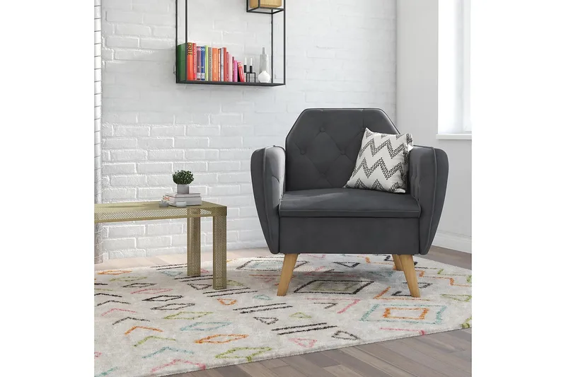 Nojatuoli Teresa Harmaa/Sametti - Novogratz - Huonekalut - Tuoli & nojatuoli - Nojatuoli & lepotuoli - Samettinojatuoli