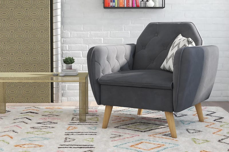 Nojatuoli Teresa Harmaa/Sametti - Novogratz - Huonekalut - Tuoli & nojatuoli - Nojatuoli & lepotuoli - Samettinojatuoli