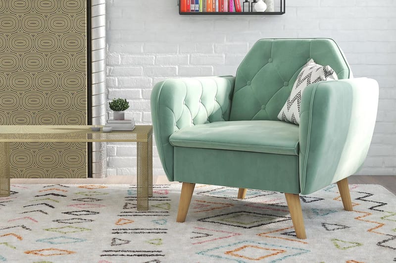 Nojatuoli Teresa Sametti/Vaaleanvihreä - Novogratz - Huonekalut - Tuoli & nojatuoli - Nojatuoli & lepotuoli - Samettinojatuoli