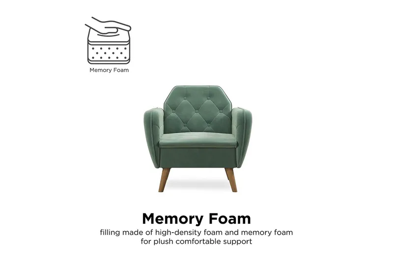 Nojatuoli Teresa Sametti/Vaaleanvihreä - Novogratz - Huonekalut - Tuoli & nojatuoli - Nojatuoli & lepotuoli - Samettinojatuoli