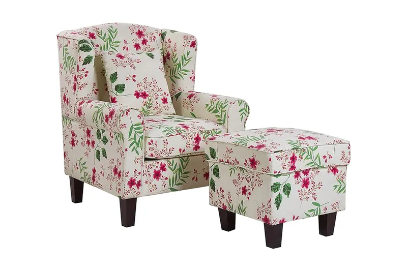 Nojatuoli Vangli rahilla Kukkakuvio, Beige