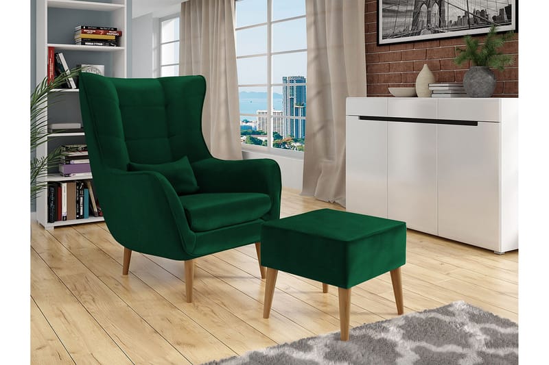 Nojatuoli - Vihreä - Huonekalut - Tuoli & nojatuoli - Nojatuoli & lepotuoli - Samettinojatuoli