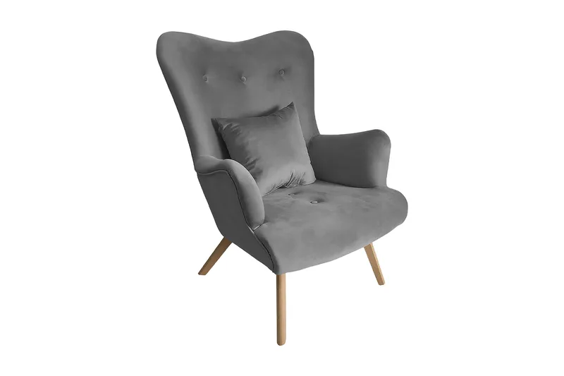 Nojatuoli Witolin - Sametti/Harmaa - Huonekalut - Tuoli & nojatuoli - Nojatuoli & lepotuoli - Samettinojatuoli