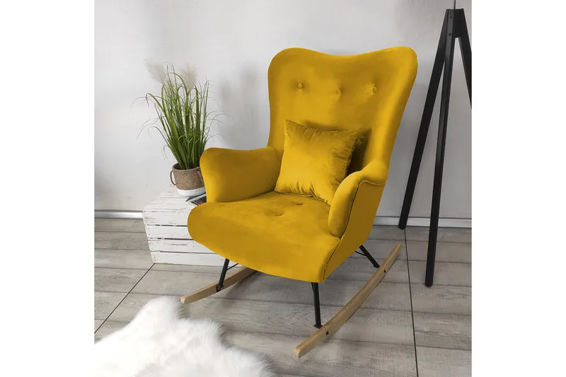 Nojatuoli Witolin - Sametti/Keltainen - Huonekalut - Tuoli & nojatuoli - Nojatuoli & lepotuoli - Samettinojatuoli