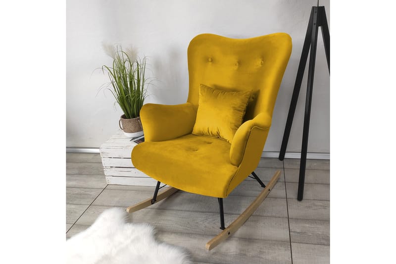 Nojatuoli Witolin - Sametti/Keltainen - Huonekalut - Tuoli & nojatuoli - Nojatuoli & lepotuoli - Samettinojatuoli
