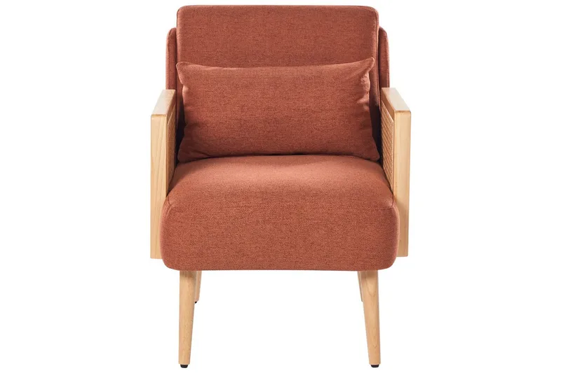 Nojatuoli Orum - Oranssi, vaalea puu - Huonekalut - Tuoli & nojatuoli - Nojatuoli & lepotuoli