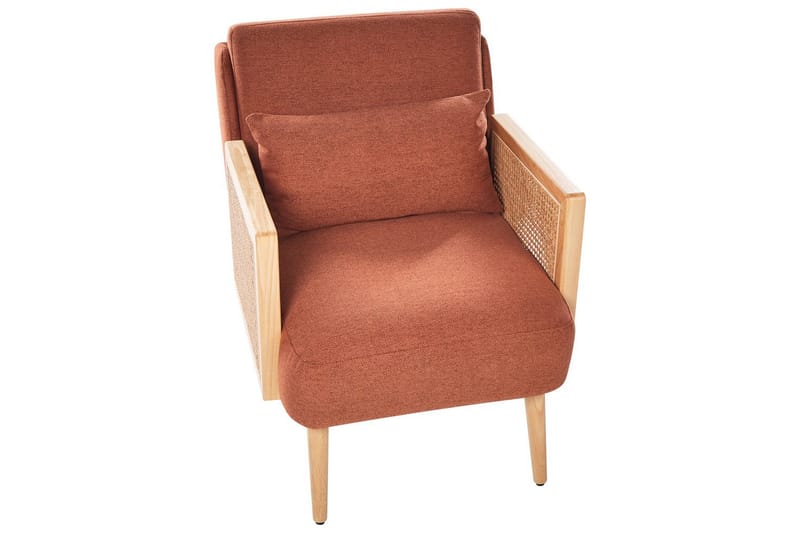 Nojatuoli Orum - Oranssi, vaalea puu - Huonekalut - Tuoli & nojatuoli - Nojatuoli & lepotuoli