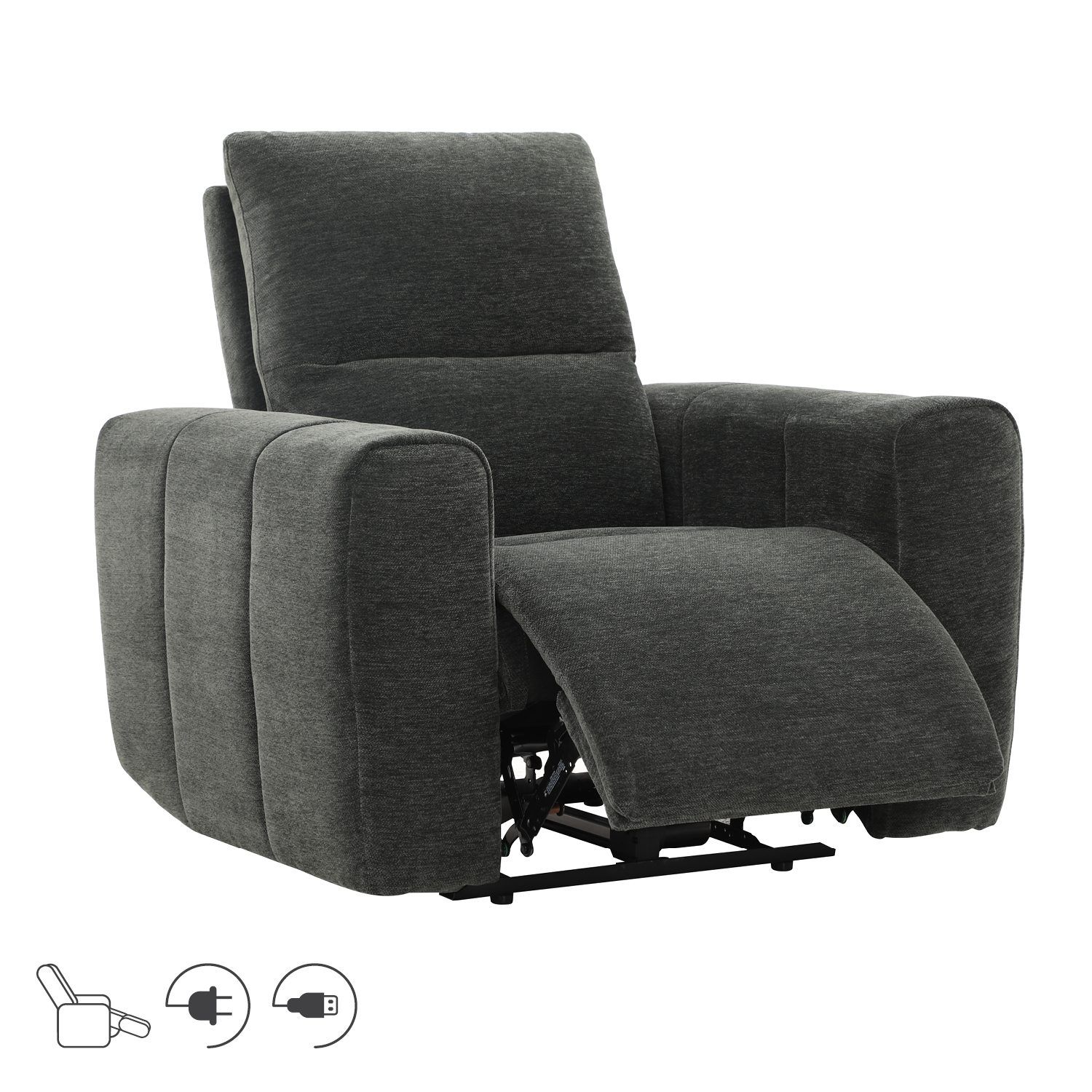 Recliner-nojatuoli Ödmark sähköisellä mekanismilla - harmaa