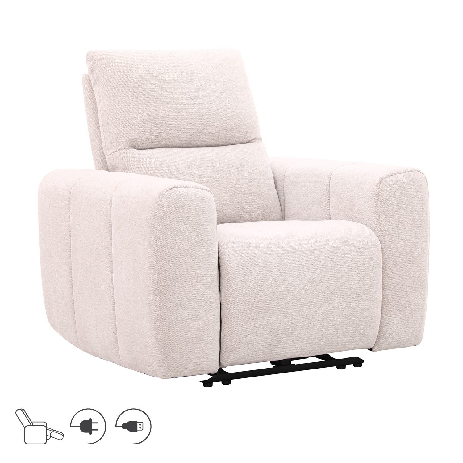 Recliner-nojatuoli Ödmark sähköisellä mekanismilla - vaaleanbeige