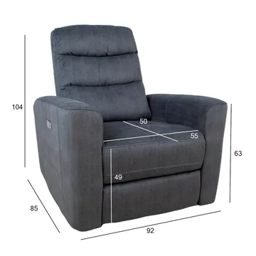 Recliner-nojatuoli Darvi sähköisellä mekanismilla - harmaa sametti - Huonekalut - Tuoli & nojatuoli - Nojatuoli & lepotuoli - Mekanismituoli