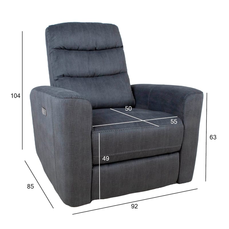 Recliner-nojatuoli Darvi sähköisellä mekanismilla - harmaa sametti - Huonekalut - Tuoli & nojatuoli - Nojatuoli & lepotuoli - Mekanismituoli