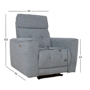 Recliner-nojatuoli Glendor sähköisellä mekanismilla harmaa - Sinertävänharmaa - Huonekalut - Tuoli & nojatuoli - Nojatuoli & lepotuoli - Mekanismituoli