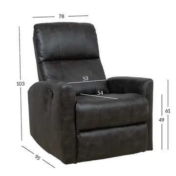 Recliner-nojatuoli Lönvik manuaalisella keinuvalla ja pyörivällä mekanismilla - harmaa - Huonekalut - Tuoli & nojatuoli - Nojatuoli & lepotuoli - Nojatuoli rahilla