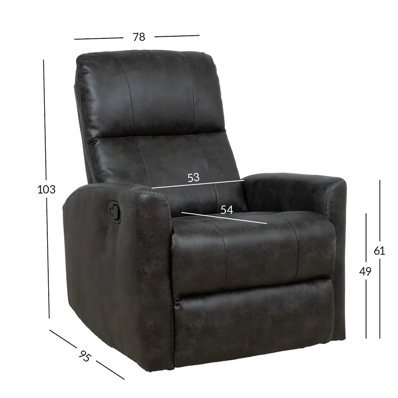 Recliner-nojatuoli Lönvik manuaalisella keinuvalla ja pyörivällä mekanismilla - harmaa - Huonekalut - Tuoli & nojatuoli - Nojatuoli & lepotuoli - Nojatuoli rahilla