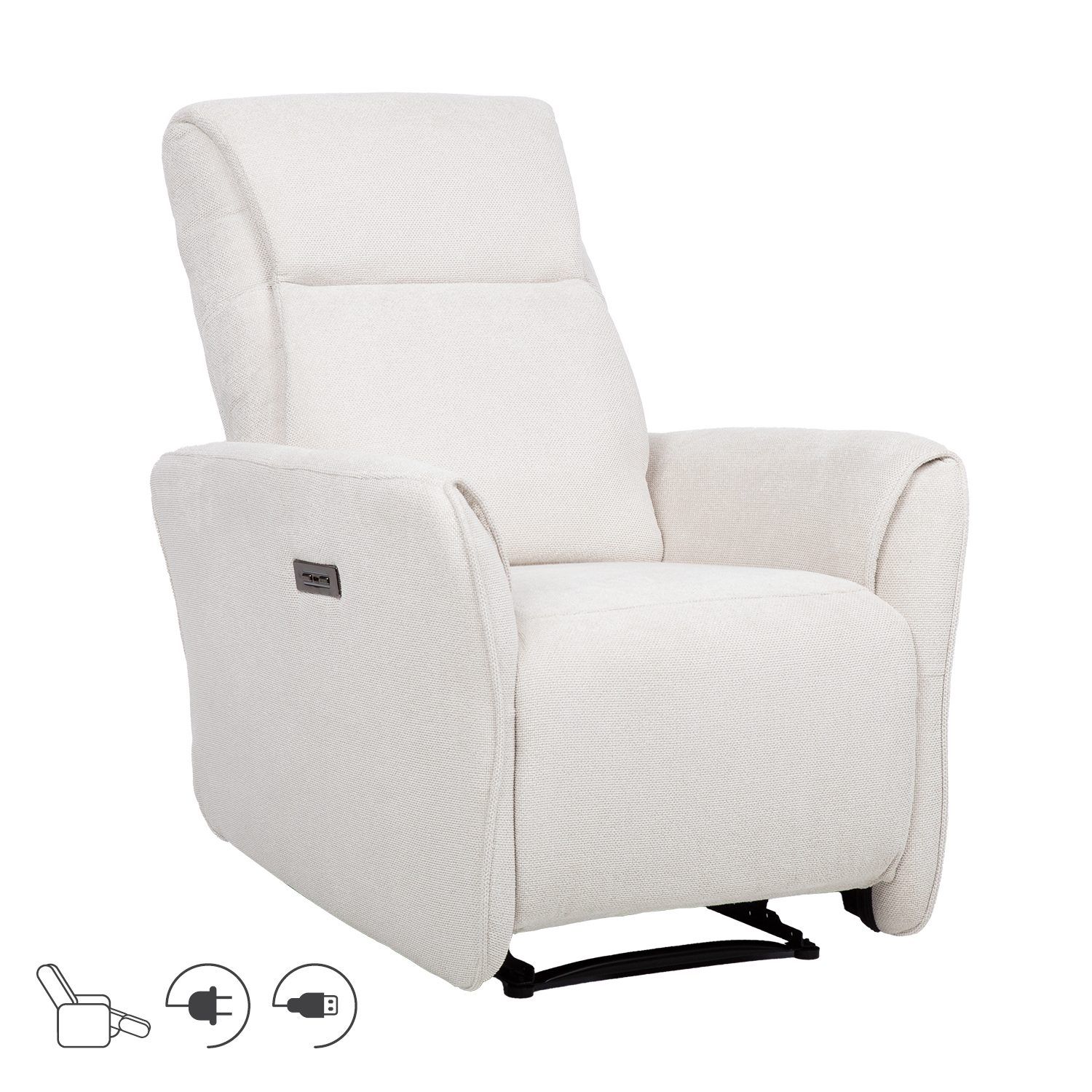 Recliner-nojatuoli Lavor sähköisellä mekanismilla - valkoinen