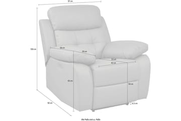 Recliner-nojatuoli Loft24 Nojatuoli Lannilis vaaleanharmaa, PU/puu/metalli, sähkötoiminen lepotuoli Ljusgrå - Huonekalut - Tuoli & nojatuoli - Nojatuoli & lepotuoli - Mekanismituoli